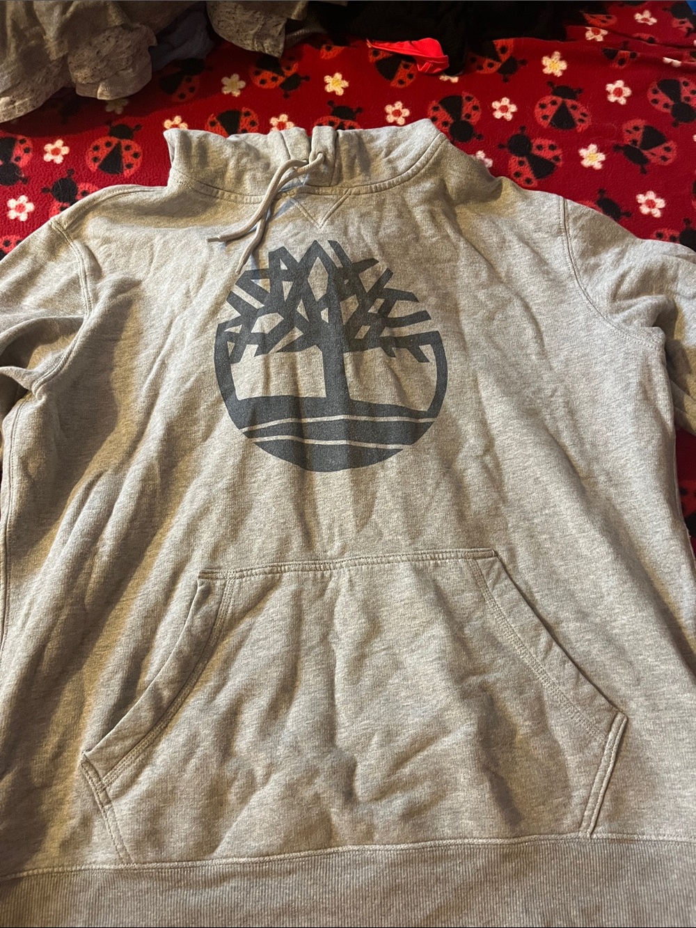 Timberland Gray Pullover Hoodie with Dark Gray Tree Logo
